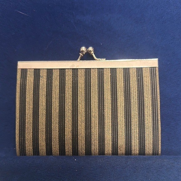 Gold and Black Striped small change purse - Picture 1 of 7